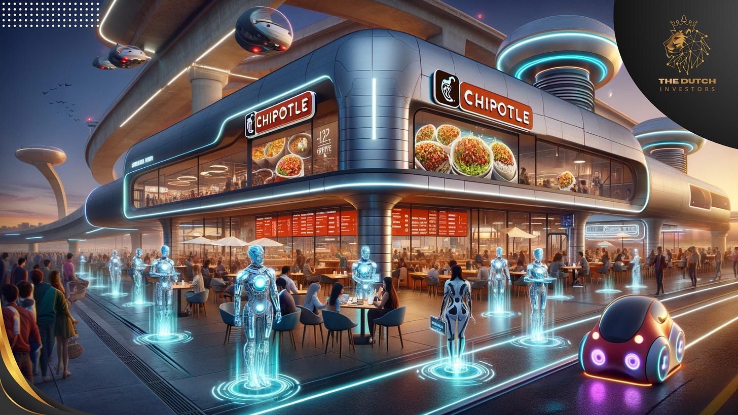 a futuristic concept of an extremely successful Chipotle Mexican Grill restaurant.