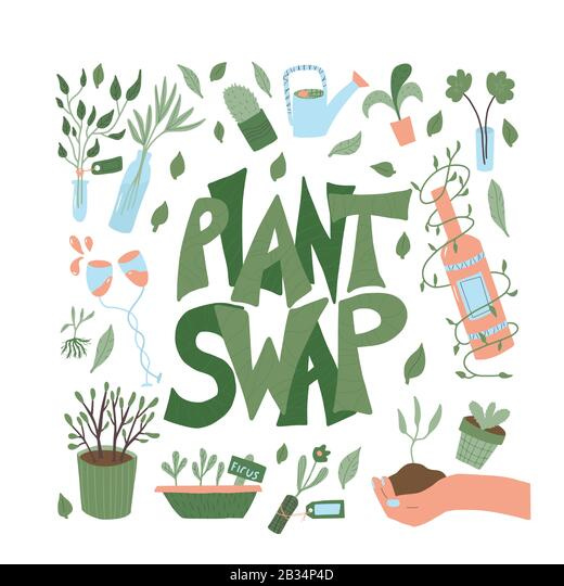 Plant swap poster. Share indoor plants event. Template for invitation for  party. Vector flat illustration Stock Vector Image & Art - Alamy