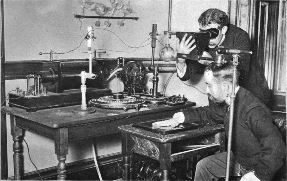 An X-ray experiment, late 1800s.