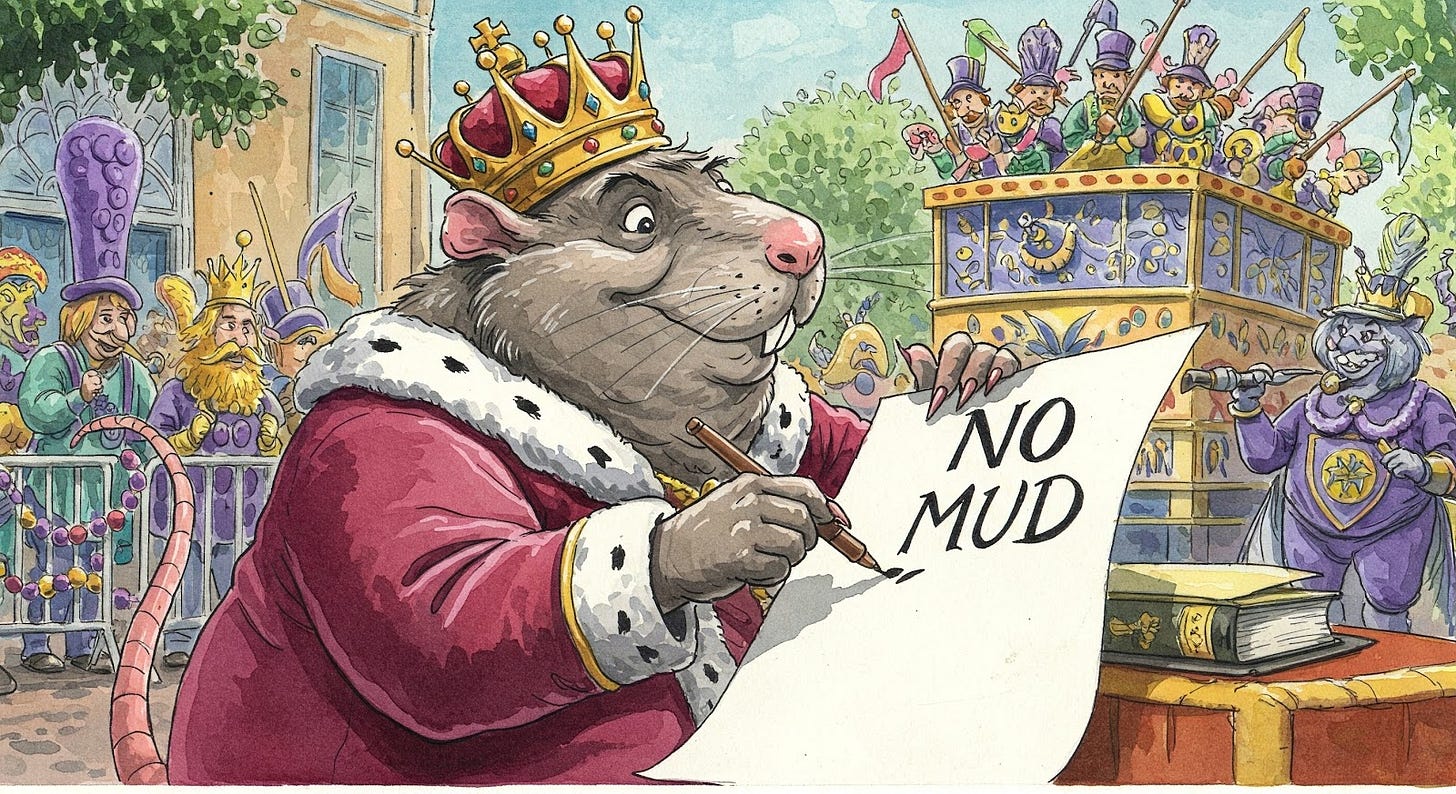 King River Rat's decree banning all mud from his kingdom. King River Rat's decree banning all mud from his kingdom.