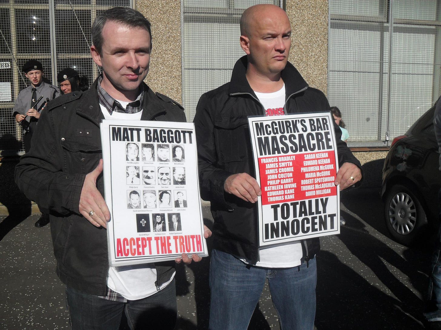 Niall Ó Murchú (left) and Ciarán MacAirt at a commemoration in Scotland.