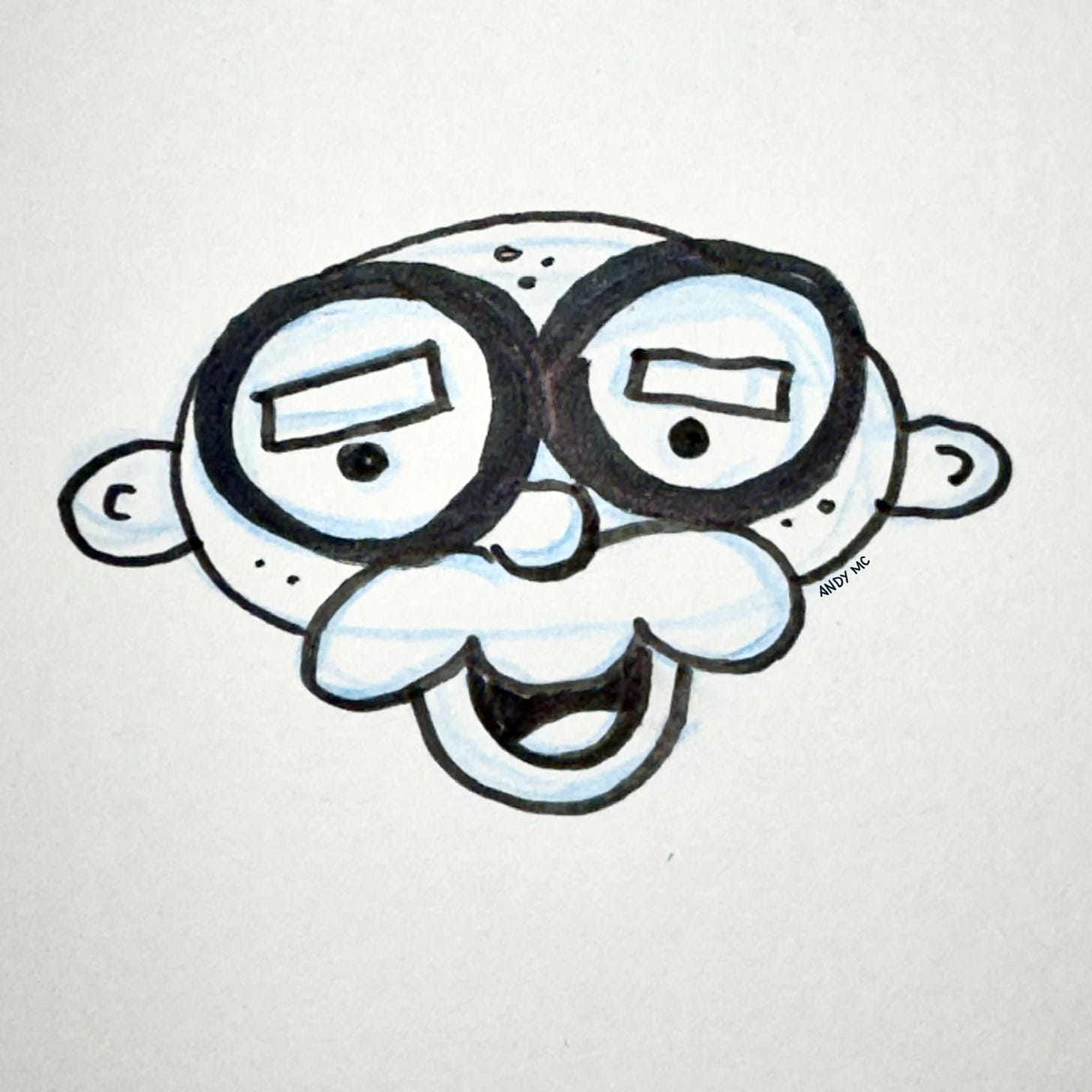 a marker cartoon illustration of an old man