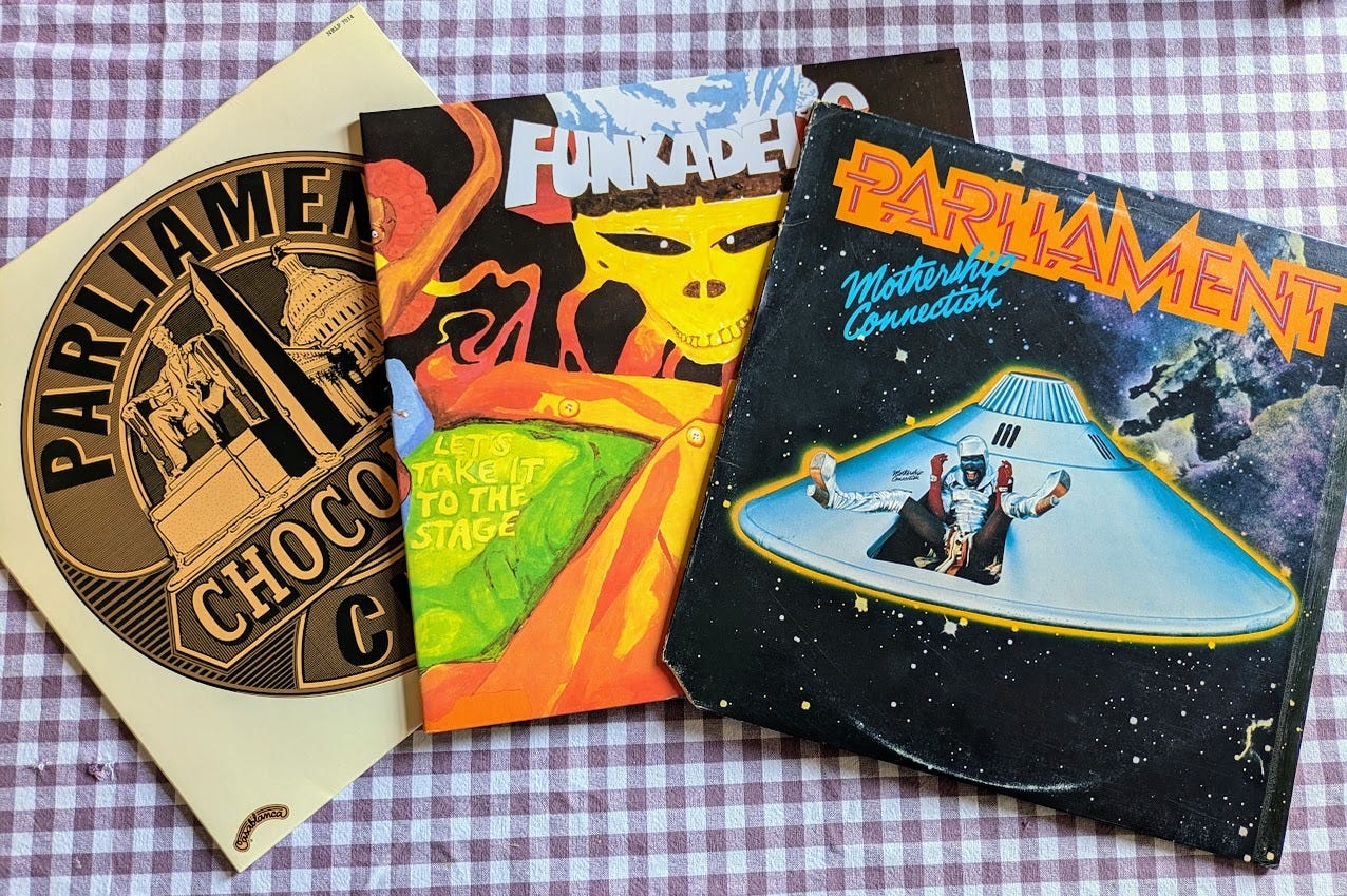 Three records by Parliament and Funkadelic, all from 1975