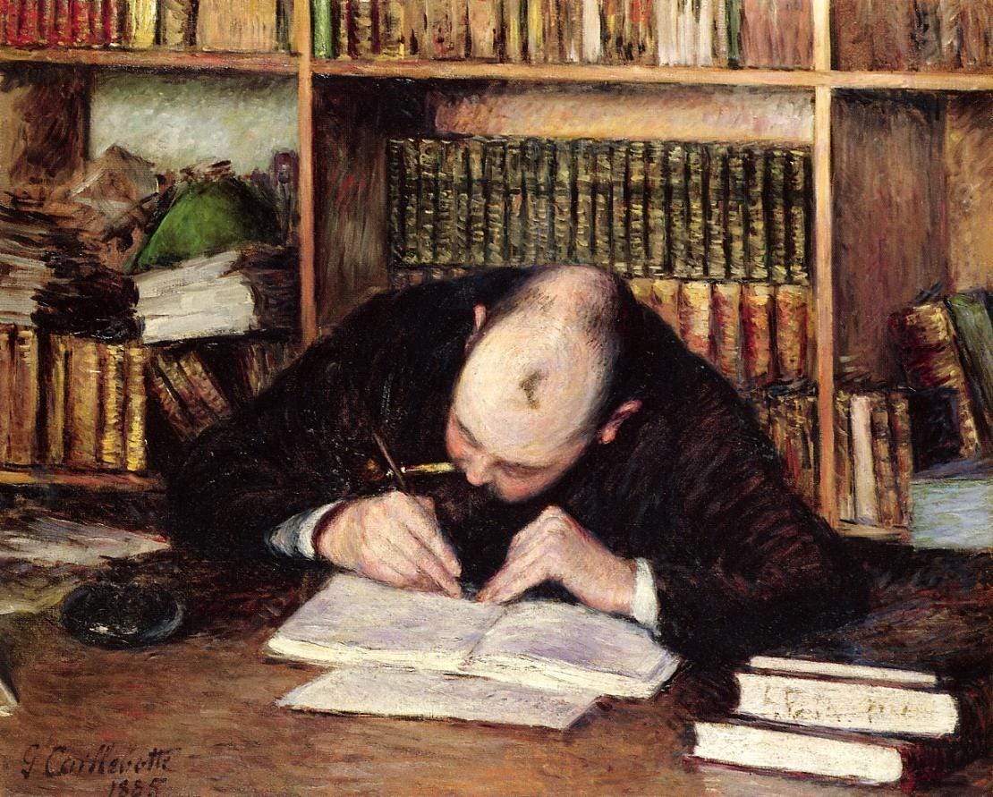 Portrait of a Man Writing in His Study - Gustave Caillebotte - oil painting  reproduction - China Oil Painting Gallery