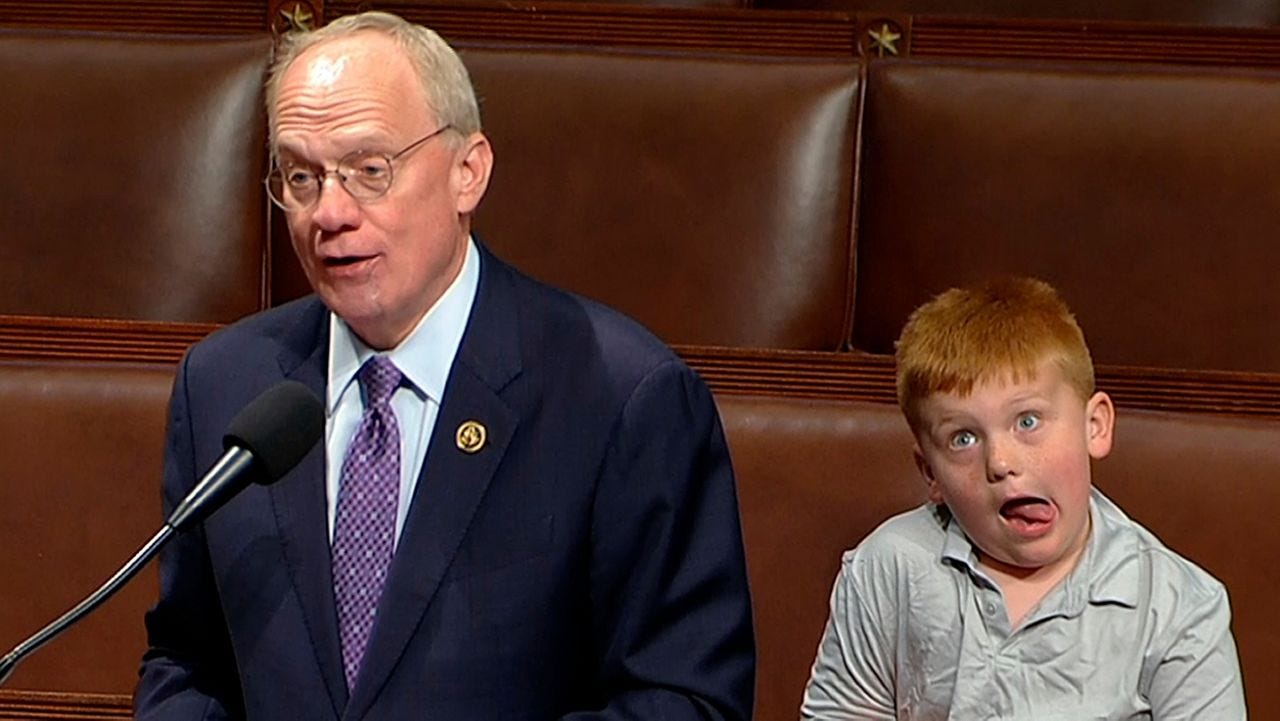 Congressman's son steals show on House floor