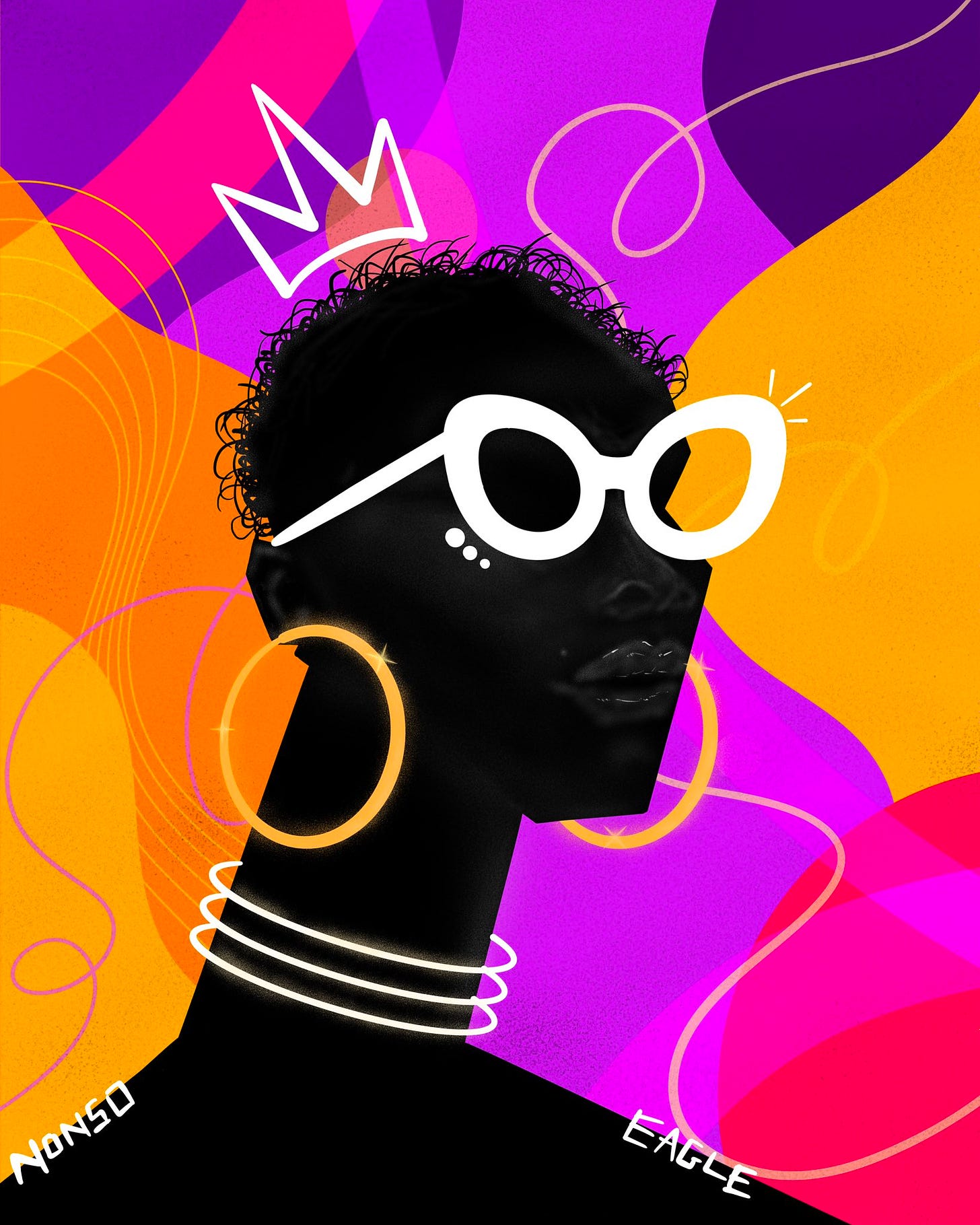 A colourful and expressive silhouette illustration by Nonso Eagle  