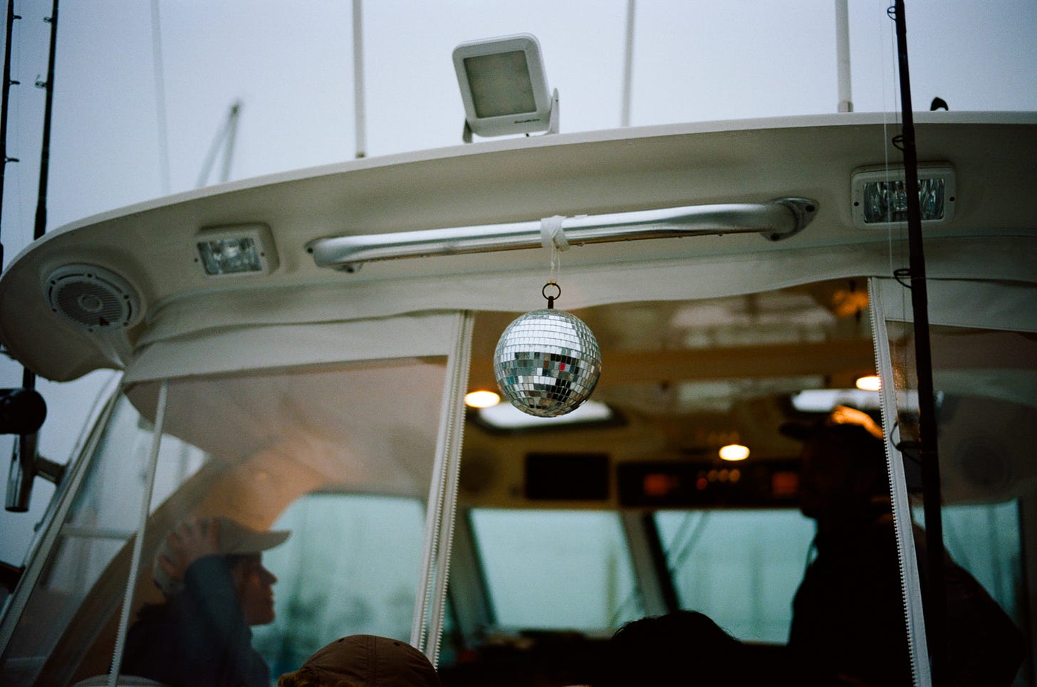 The boat and its disco ball