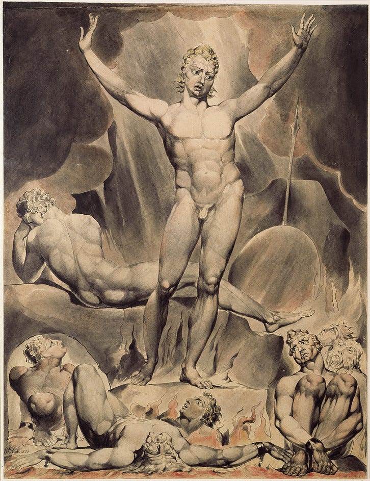 Watercolor Illustration to Milton's Paradise Lost by William Blake.