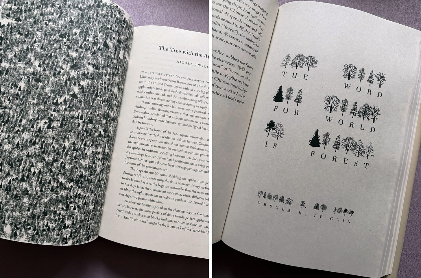 Sample pages from book using Tree font