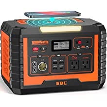 EBL Portable Power Station Voyager 1000, 110V/1000W Solar Generator (Surge 2000W), 999Wh/270000mAh High Lithium Battery for Outdoor Home Emergency, Opens in a new tab