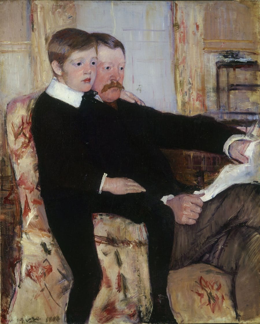 Mary Cassatt, Portrait of Alexander J. Cassatt and His Son, Robert Kelso Cassatt. 1884, oil on canvas. Public domain image