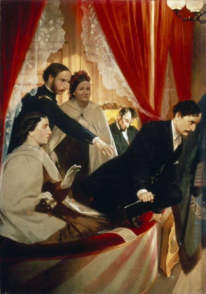 Lincoln Assassination Njohn Wilkes Booth With Knife Rather Than A Gun Leaps  From President Abraham LincolnS Box At FordS Theater To Escape After  Assassinating Lincoln Painting Attributed To Eastman Jo : Amazon.ca: