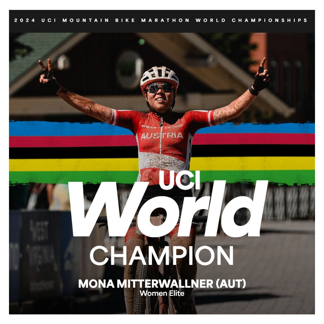 UCI MTB on X: "🌈 🌈 Mona Mitterwallner 🇦🇹 2024 UCI Mountain Bike  Marathon World Champion 🙌 https://t.co/Xw5T3aPWmH" / X