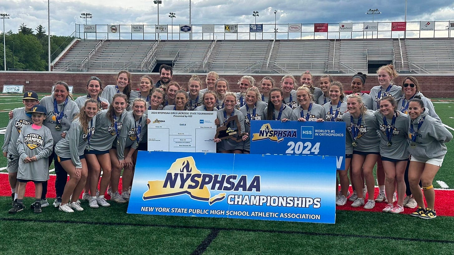 Victor girls lacrosse wins third straight state title; Bloomfield softball  falls short | Fingerlakes1.com