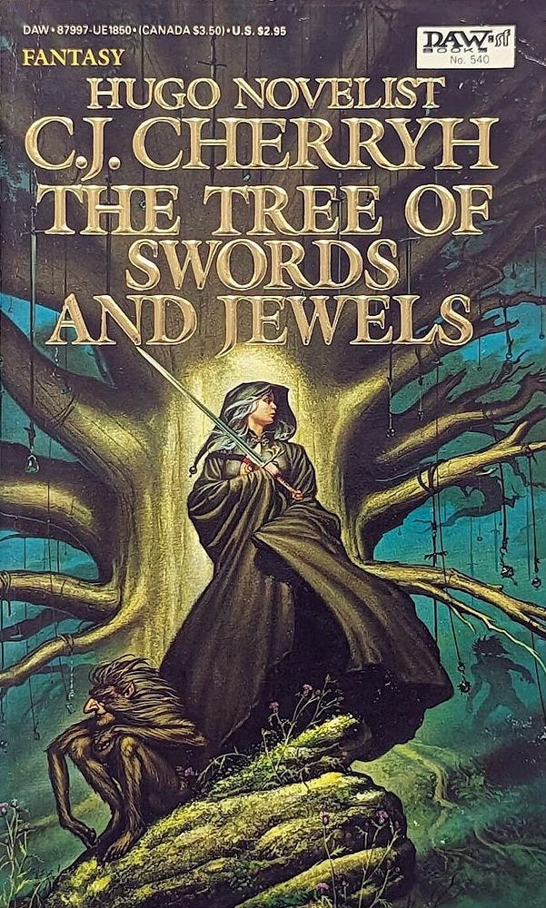 Book cover for THE TREE OF SWORDS AND JEWELS by C.J. Cherryh, published by DAW Books