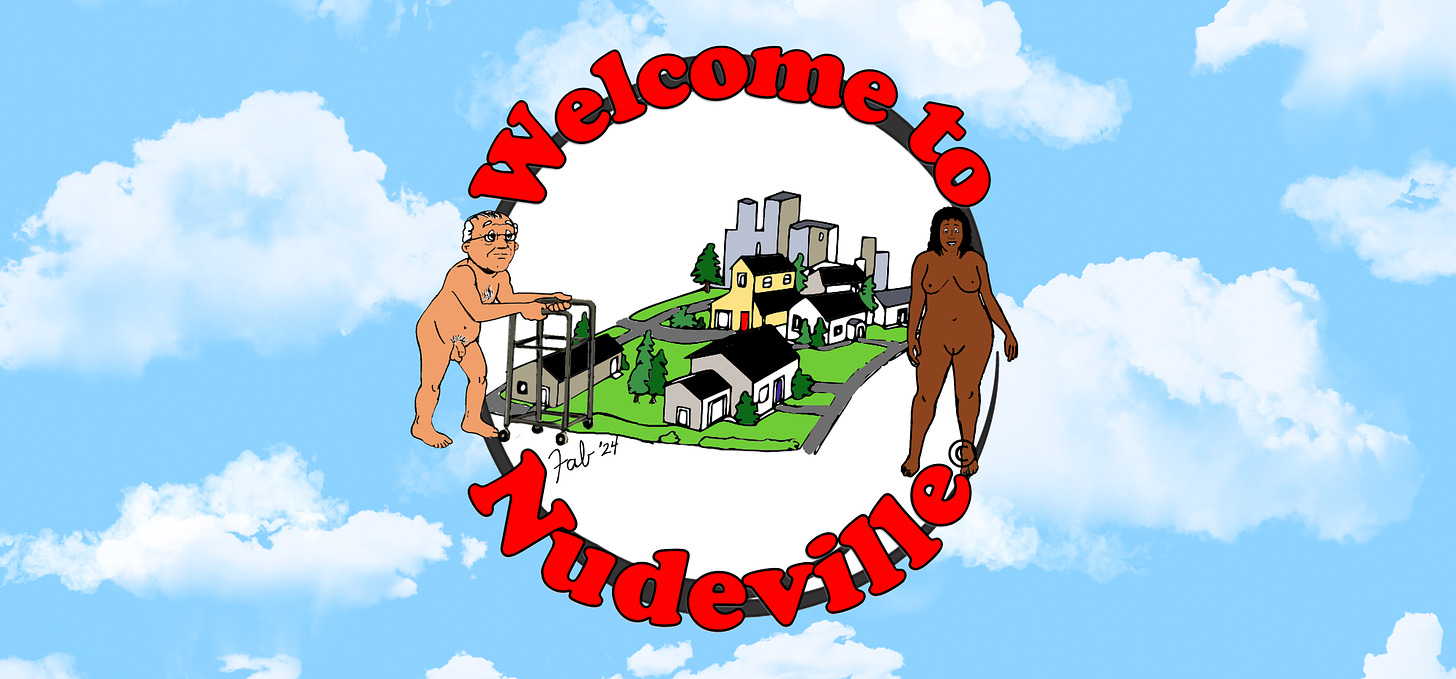 Welcome to Nudeville logo banner