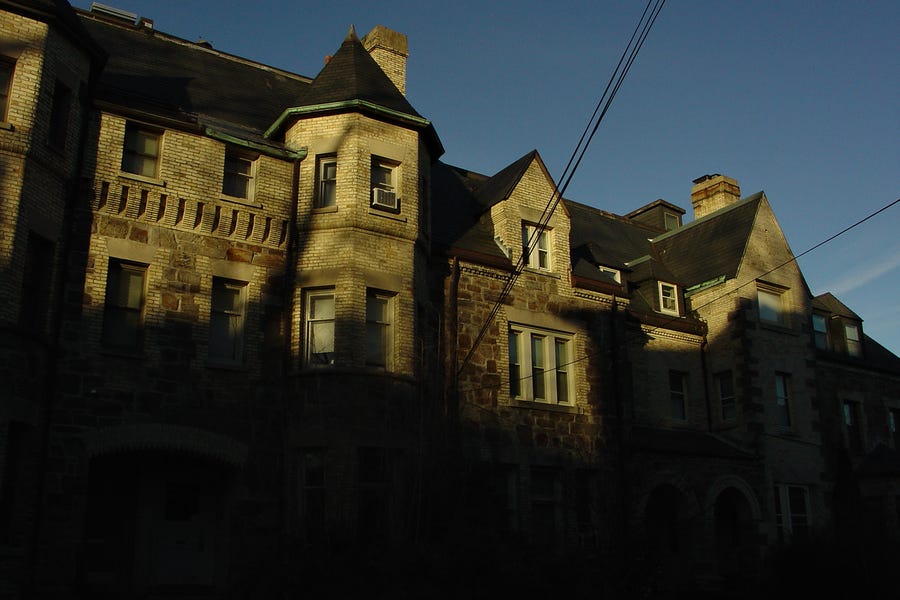 Beaconsfield Terrace buildings on Tappan Street (1,2) and Garrison (3); Sony Mavica CD500; Photos copyright Adam Smith 2023.