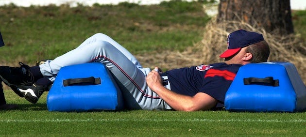 Here are 10 pictures of sleeping ballplayers