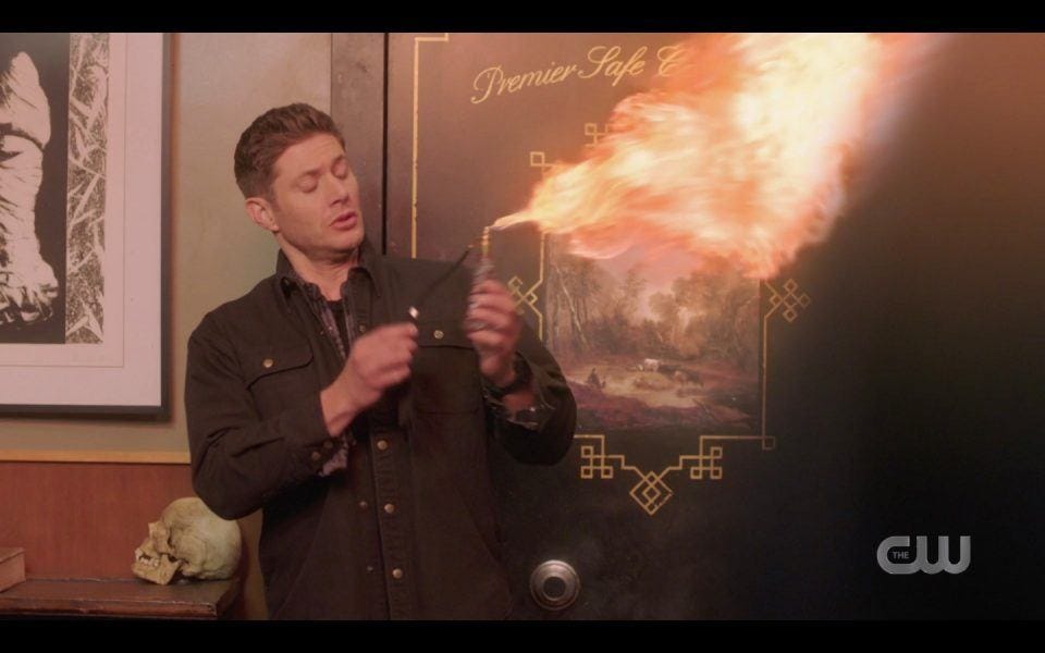 spn 1413 dean winchester in pawn shop blowtorching