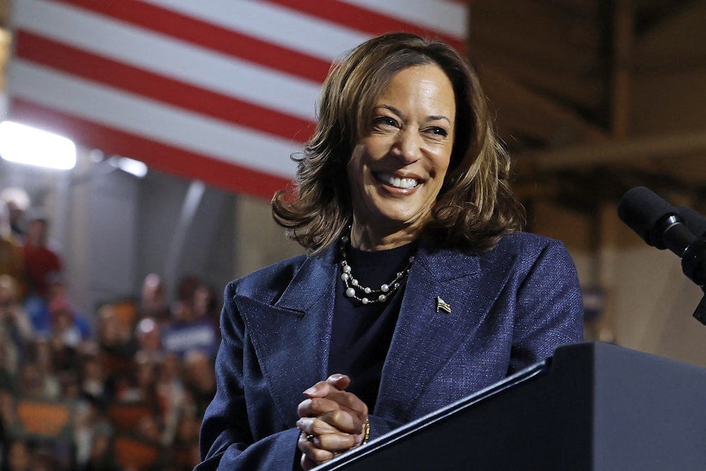 Kamala Harris grins