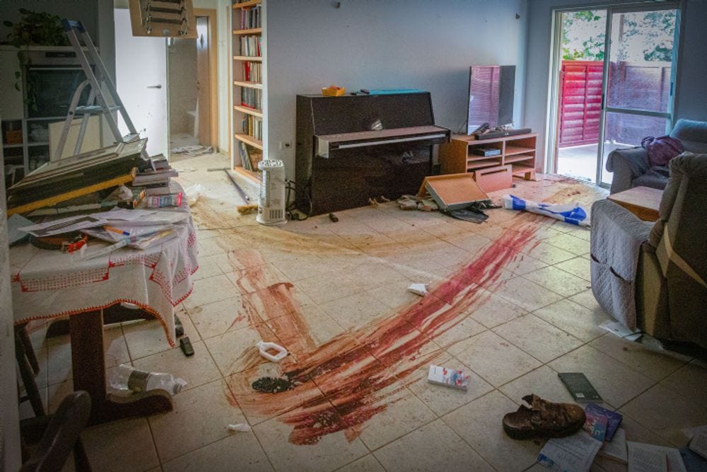 A house on Kibbutz Beeri in southern Israel after the Hamas attack on October 7, 2023