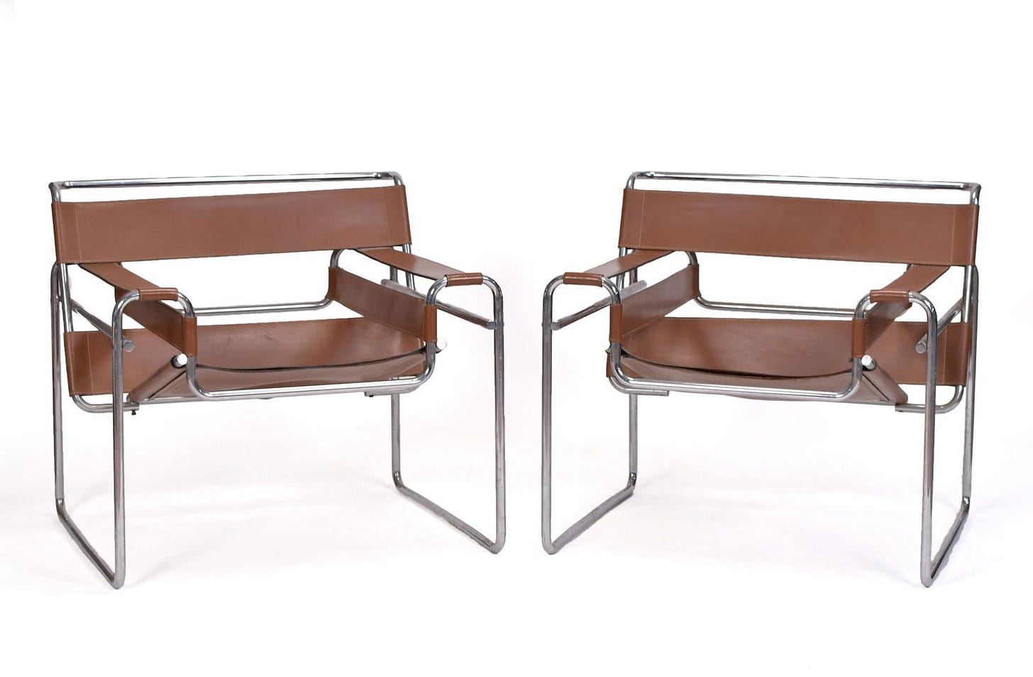 PAIR MARCEL BREUER KNOLL WASSILY CHAIRS.