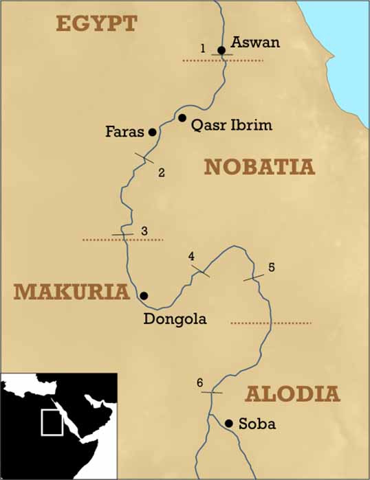 The three Christian Nubian kingdoms, along the cataracts of the Nile (CC BY-SA 2.0)
