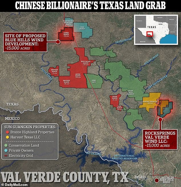 One Chinese billionaire owns seven percent of all land in Val Verde County in Texas