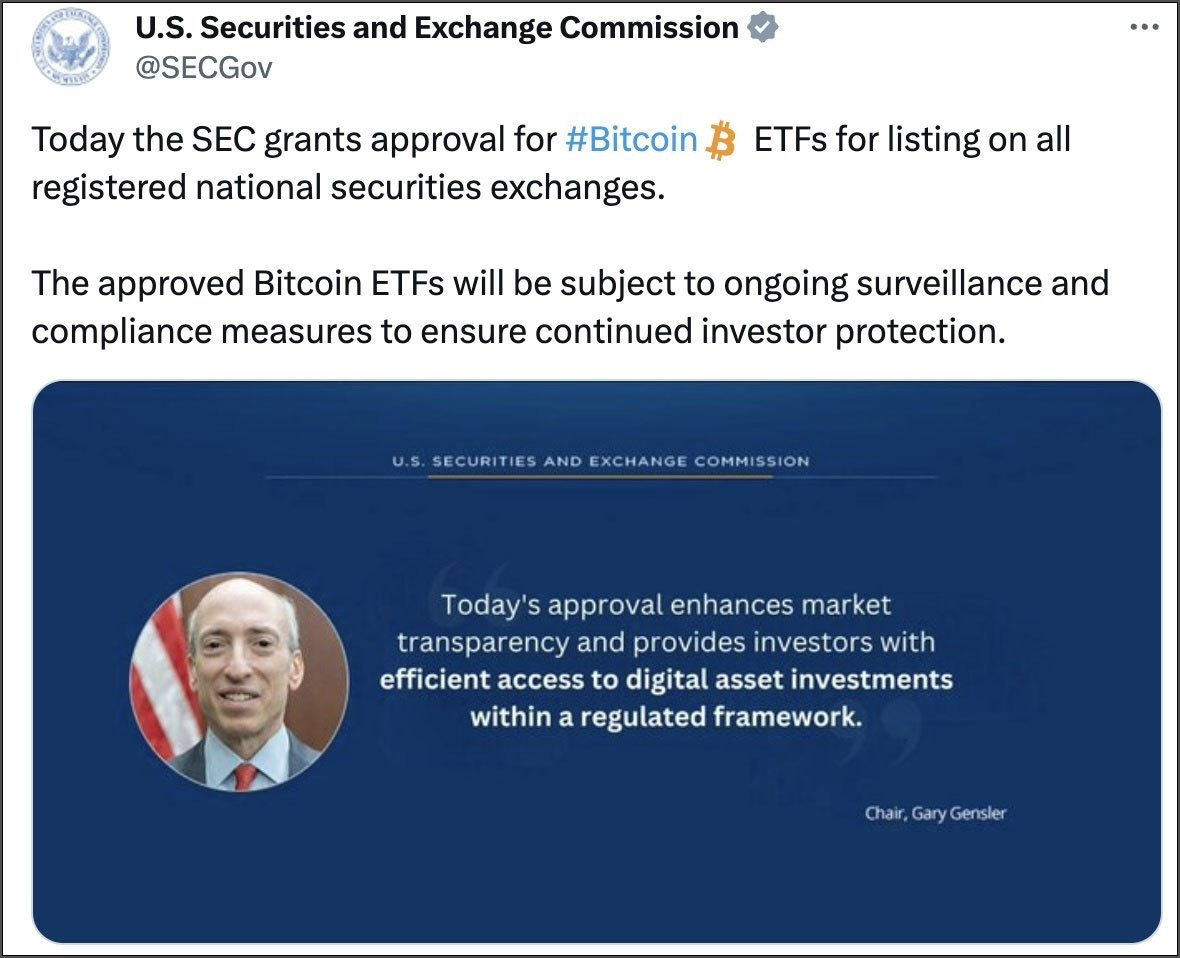 US SEC's X account hacked to announce fake Bitcoin ETF approval