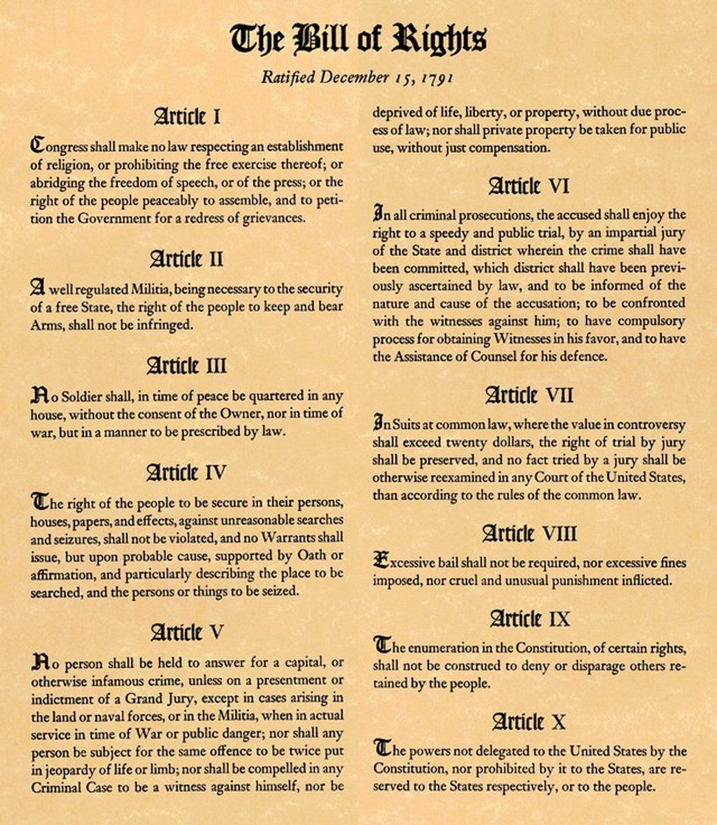 John Kasich on Twitter: "The rights defined in the first ten amendments to  our Constitution have protected some of our most fundamental freedoms, and  on this day in 1791 those freedoms were
