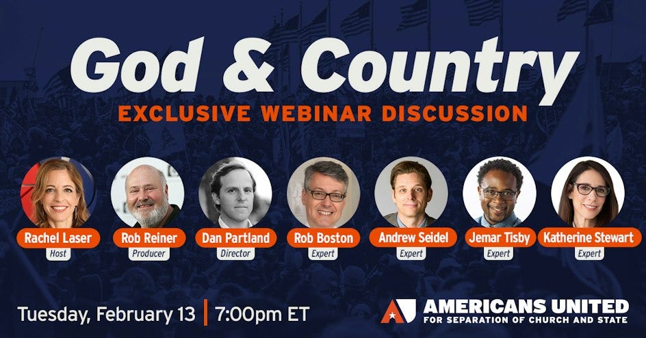 "God & Country" Exclusive Webinar Discussion organized by Americans United for Separation of Church and State
