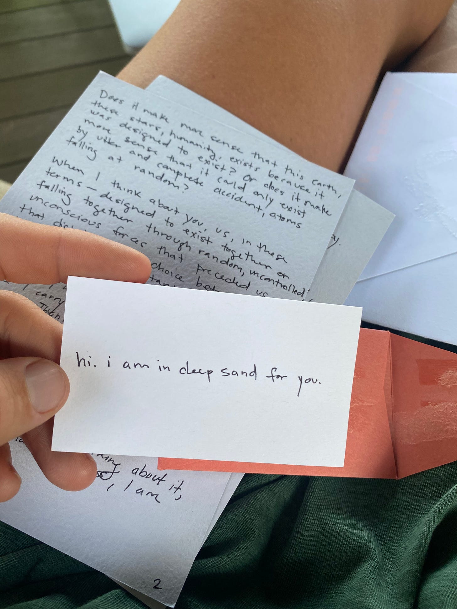 A photo of a love letter and note I received