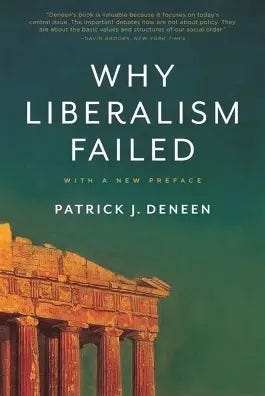 Na obrázku môže byť text, v ktorom sa píše „WHY LIBERALISM FAILED WITHANEWPREFACE WITH NEW PREFACE PATRICK PATRICKJ.DENEEN J. DENEEN“