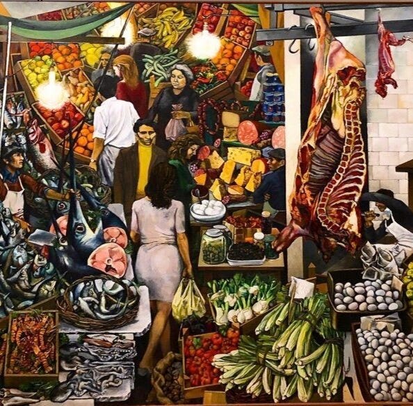 La Vucciria by Sicilian Painter, Renato Guttuso, 1974. Discovered through the enriching @HistoryEats. La Vucciria by Sicilian Painter, Renato Guttuso, 1974. Discovered through the enriching @HistoryEats.