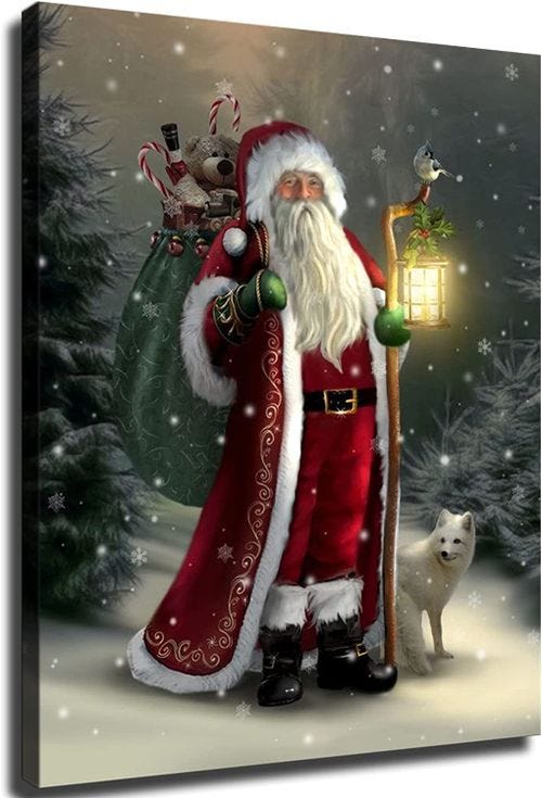 Image of Santa Claus Poster Canvas Print Christmas Wall Art Wall Christmas Pictures Home Bedroom Living Room Wall Decorati...
