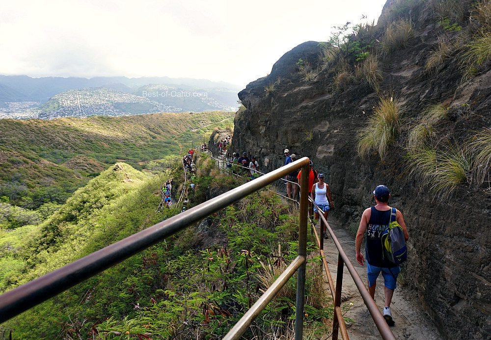 Diamond Head trail is accessible from the Waikiki trolley