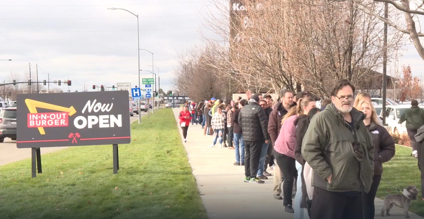 In-N-Out Burger's opening day in Idaho ends in chaos with 8-hour lines and  customers fuming after they camped overnight | The US Sun