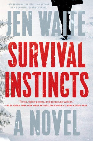 White, gray, and red cover of SURVIVAL INSTINCTS by Jen Waite