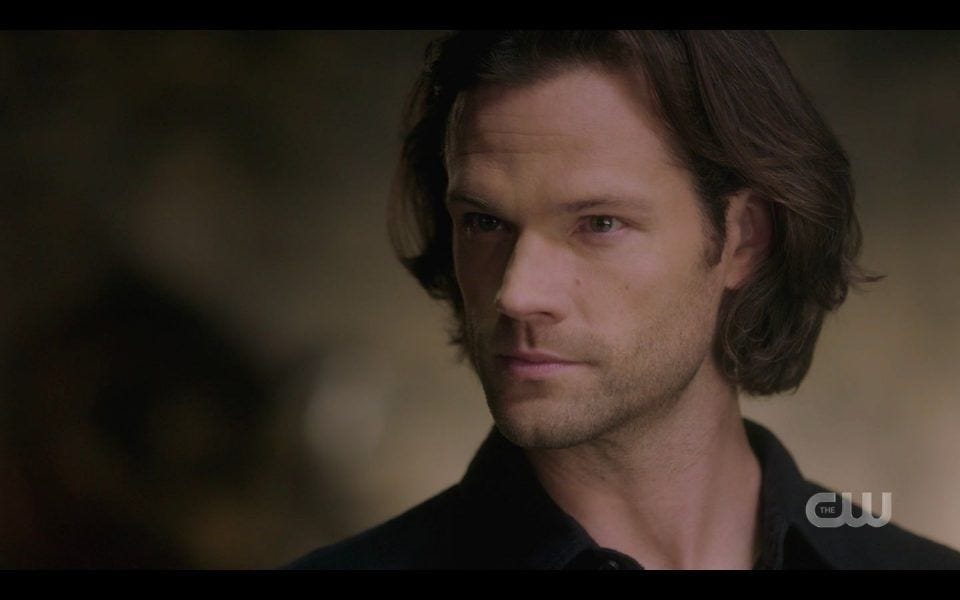 Jared Padalecki clenching jaw for Dean