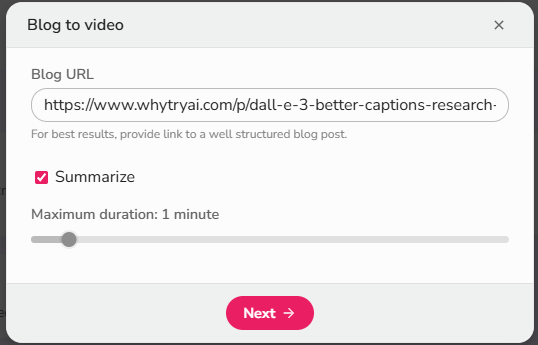 Fliki URL-to-video feature