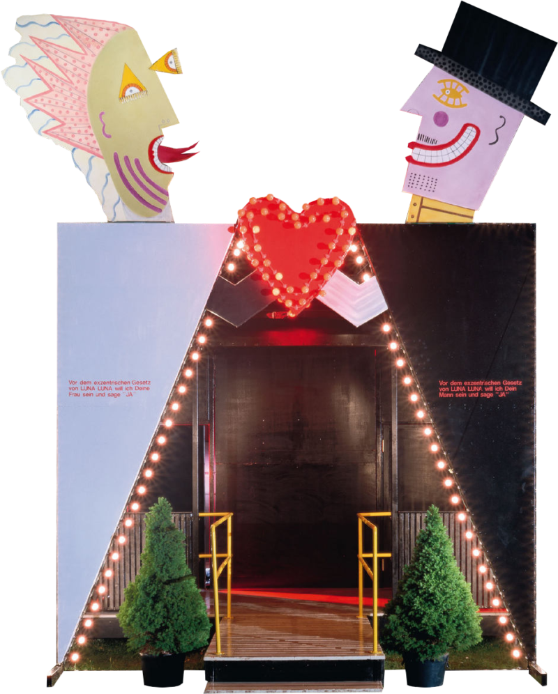 One of André Heller’s contributions to the 1987 Luna Luna park was the cardboard cutout Wedding Chapel