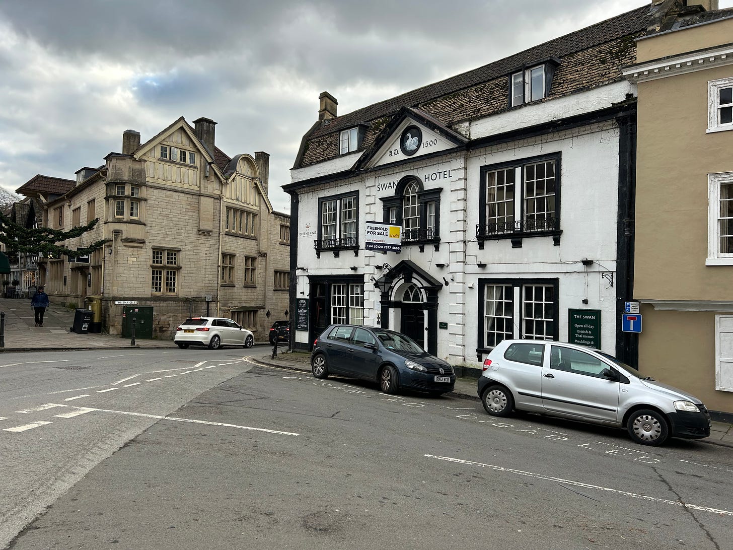 The black and white fronted Swan Hotel, Church Street, Bradford on Avon, Wiltshire. Image: Roland's Travels