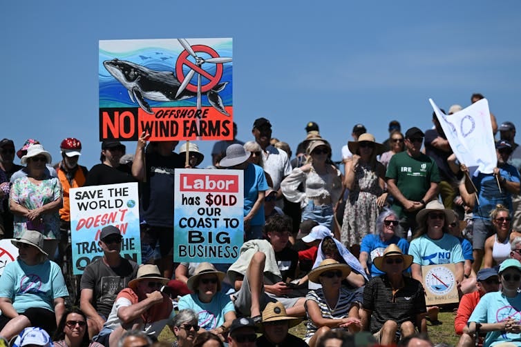 people protesting offshore wind farms