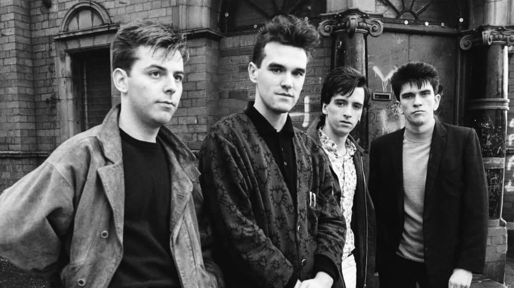 A black-and-white photo of The Smiths