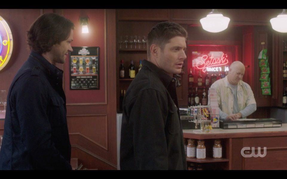 dean sam winchester enter bar mystery men spn 1413