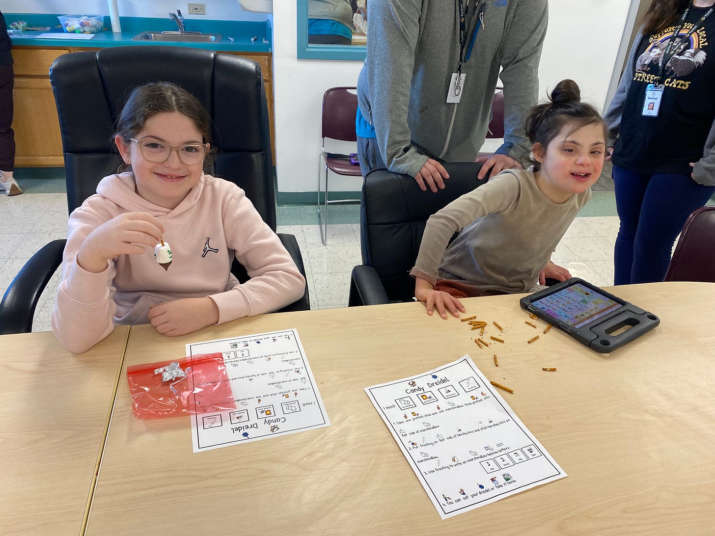 children making candy dreidels