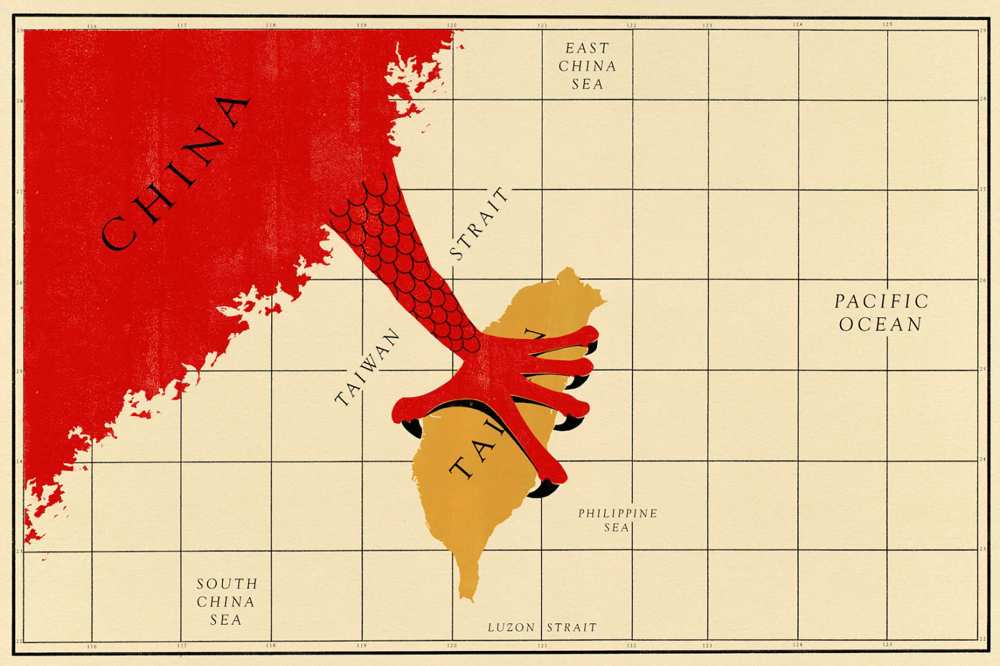 An illustration representing the prospect of China taking Taiwan