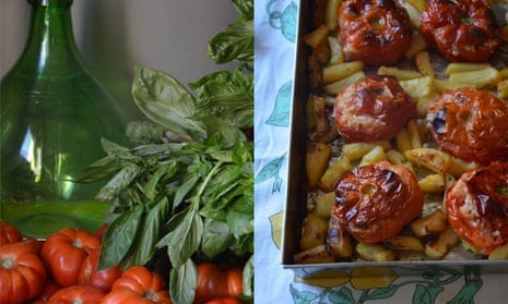 Baked stuffed tomatoes with potatoes
