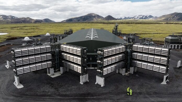 A new direct air capture plant in Iceland will quadruple global capacity.