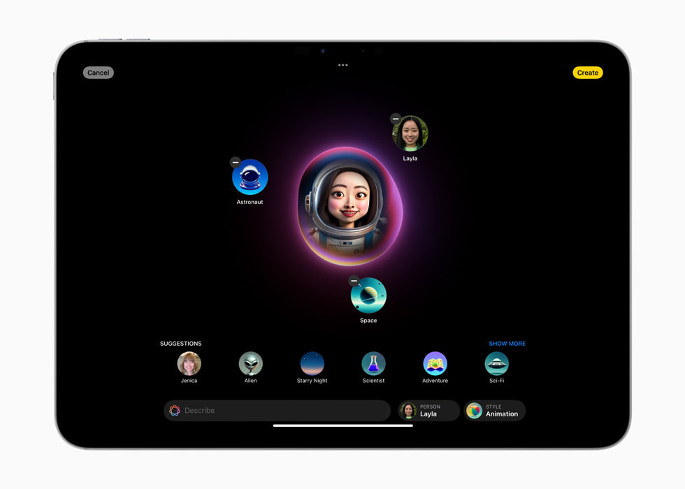 The new Image Playground app is shown on iPad Pro.
